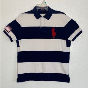 POLO Ralph Lauren Big Pony USA Flag Rugby Polo Shirt Size L